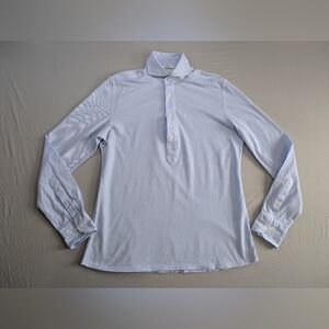 SUITSUPPLY Mens PURE COTTON Long Sleeve Blue Button Up Polo Size 15 1/2- 15 3/4